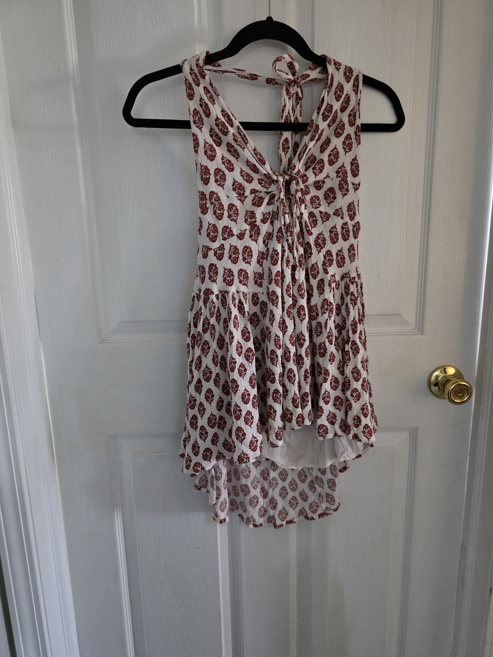 Sleeveless Red Floral Print High-Low Tunic